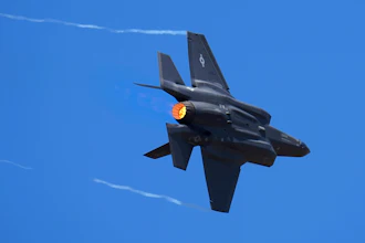 U.S. Air Force fighter aircraft F-35 performs aerobatic maneuvers on the second day of the Aero India 2023 at Yelahanka air base in Bengaluru, India, Feb. 14, 2023.