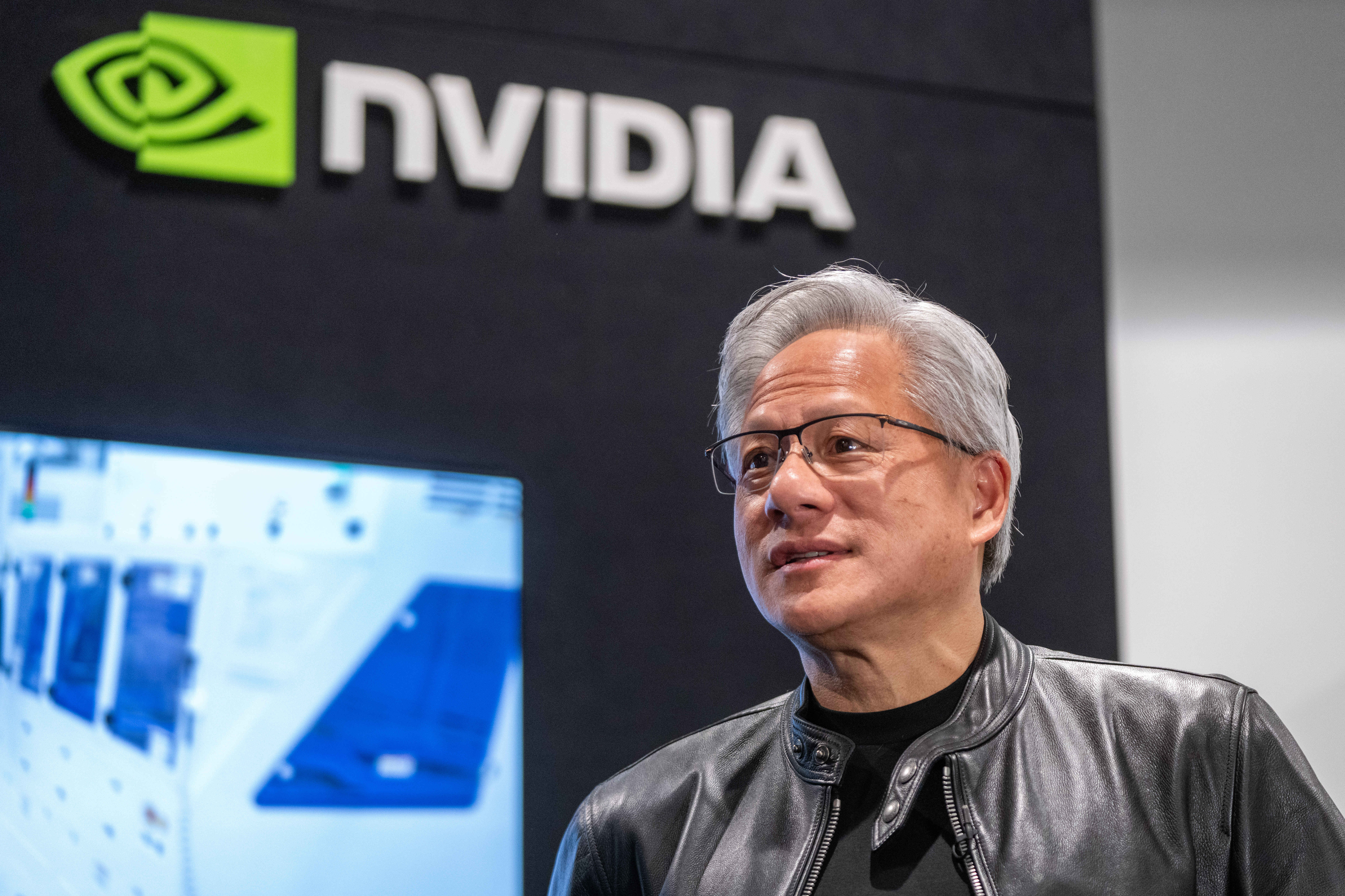Jensen Huang, president and CEO of Nvidia, waits for a groundbreaking ceremony for an expansion of Coherent's manufacturing facility to begin on June 16, 2026, in Sherman, Texas.